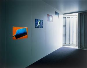 *19&&*, exhibition view. Featuring: Bernard Joisten, Pierre Joseph, Philippe Parreno, *Siberia*, 1988. Container, video, transparent cibachrome.