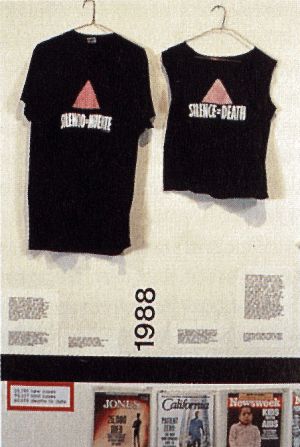 Group Material, vue de détail de l’exposition *AIDS Timeline* de Berkeley, New York 1989. (Illustration tirée du site internet de la Session 12)