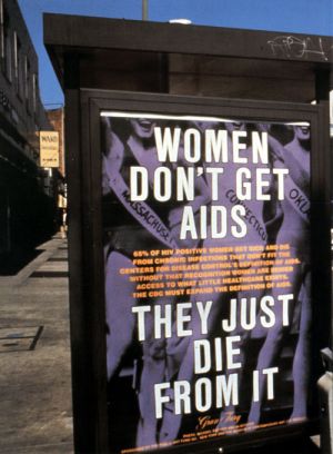 Gran Fury, *Women Don’t Get AIDS, They Just Die From It*, affiche pour arrêt de bus, 1988. (Illustration tirée du site internet de la Session 12)