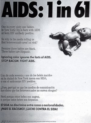 Gran Fury, *1 in 61*, affichage sauvage dans les rues de New York, 1988.(Illustration tirée du site internet de la Session 12)