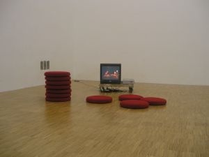 View of the exhibition *Danser l’actualité*, gallery of the École supérieure d’art de Grenoble, 16 to 18 November 2005.