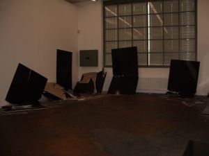 Visit to the retrospective exhibition of Steven Parrino at MACMO in Geneva, winter 2006.