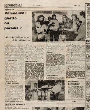 Photographie d’un des nombreux articles de presse sur Vidéogazette consultés aux Archives départementales de l’Isère à Grenoble.