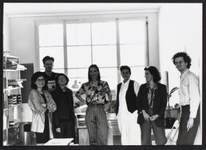 From left to right: Pascale Pronnier, Mark Kremer, Grazia Quaroni, Bice Curriger, Annick Doherty, colleague from Bice Curriger at *Parkett*, Patrick Frey.