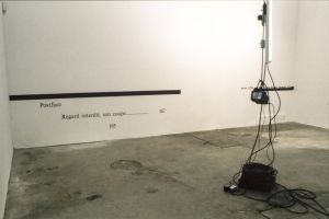 Matthew McCaslin, *Living on the Line* (1993), vue d’installation, *More than Zero*, Magasin-CNAC, du 18 septembre au 7 novembre 1993.