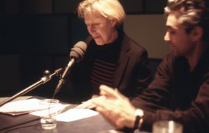In the studio of Radio Suisse Romande, Geneva, 29 November - 3 December 1999. On the picture: Liliane Scheinter (left) and Zeigam Azizov (right). Personal archive of Alejandra Riera.